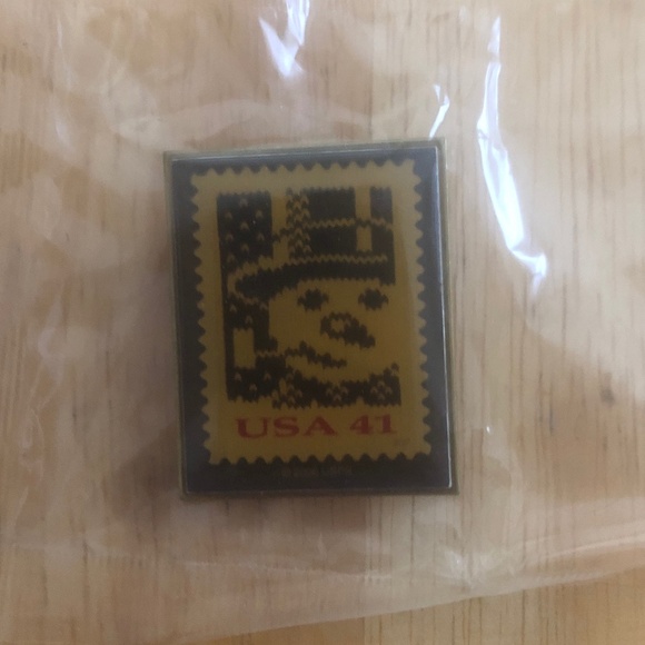 Snowman Postage Stamp Lapel Pin - Picture 1 of 2